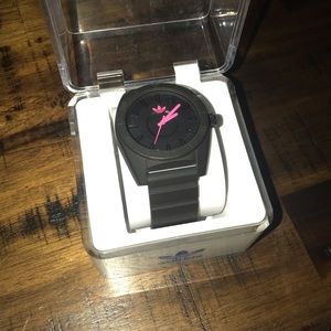 Adidas black and pink watch